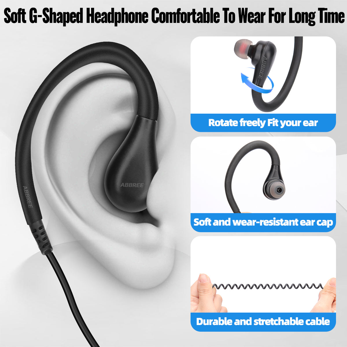 ABBREE AR-W5 Collar Clip Mini Walkie Talkie Wireless Copy Frequency 8 Volume Adjustment 20CH Type-C Chager UHF Handsfree Radio