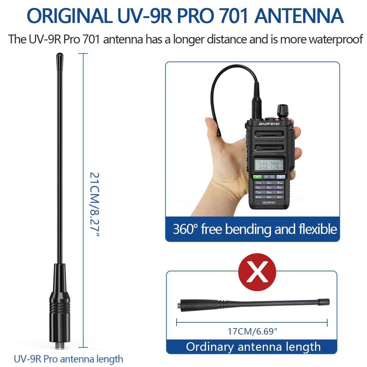 Baofeng UV-9R PRO Air Band Walkie Talkie IP68 Waterproof Multi Band Wireless Copy Frequency AM FM DTMF Long Range Two Way Radio