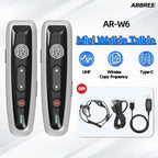 ABBREE AR-W6 Mini Walkie Talkie Collar Clip or Ear Hanging UHF Dual PTT Touch Talk Wireless Copy Frequency For Restaurant Hotel