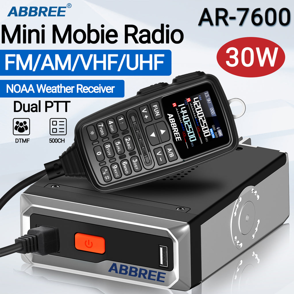 ABBREE AR-7600 V1 V2 Mini Mobile Radio Multi Band FM AM VHF UHF Wireless Copy Frequency Long Range V2 Add GPS With Speaker Mic