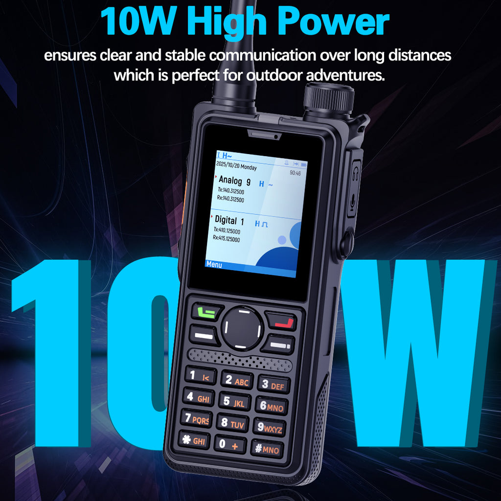 AIRITON AI-881 DMR Walkie Talkie IP67 Waterproof 10W High Power Dual Time Slot Large Color Screen VOX Two Way Radio