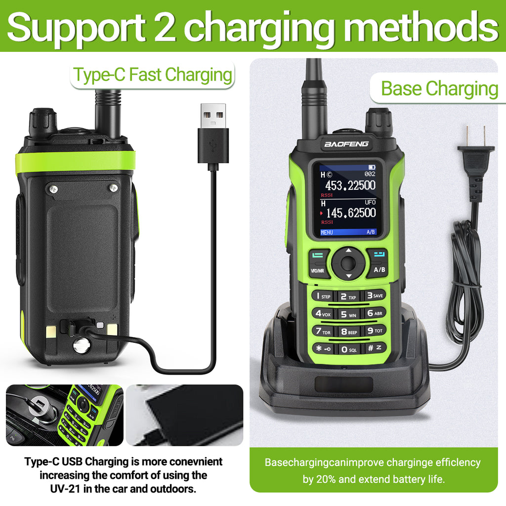 Baofeng UV-21 Pro Wireless Copy Frequency VHF UHF Powerful Waterproof V2 Long Range UV-32 Long Range Type-C Two Way Ham Radio