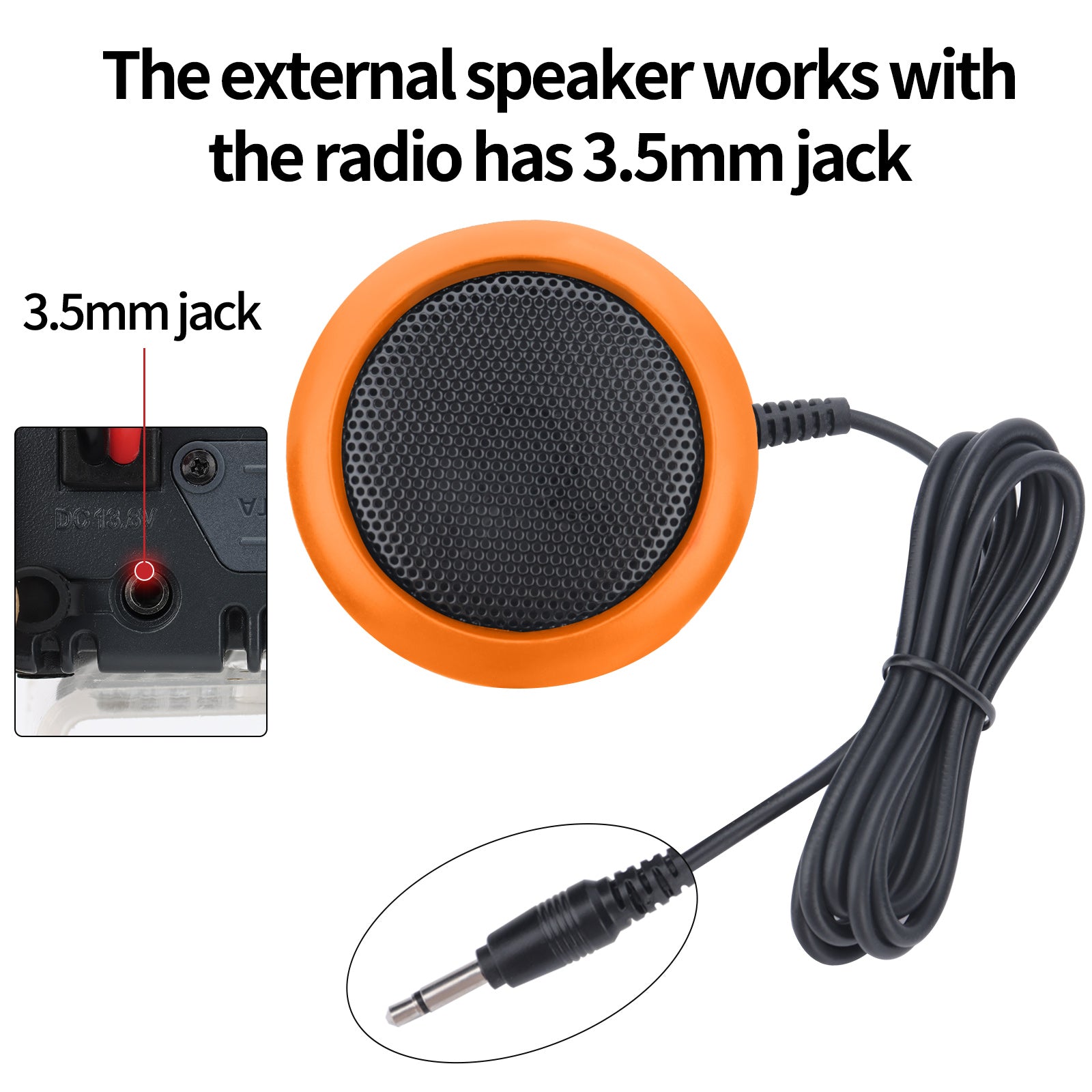 ABBREE KES-4 Car Radio Mini External Speaker Lounder Clear Sound with 3.5mm Plug Power Cord for CB Radio Stations Mobile Radio