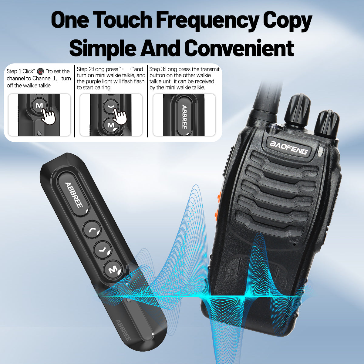 ABBREE AR-W5 Collar Clip Mini Walkie Talkie Wireless Copy Frequency 8 Volume Adjustment 20CH Type-C Chager UHF Handsfree Radio
