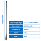 ABBREE AR-771 PRO SMA-Female VHF UHF Dual Band Antenna For Walkie Talkie Baofeng UV-5R UV-21 k6 Quansheng UV K5 (8) Ham Radio