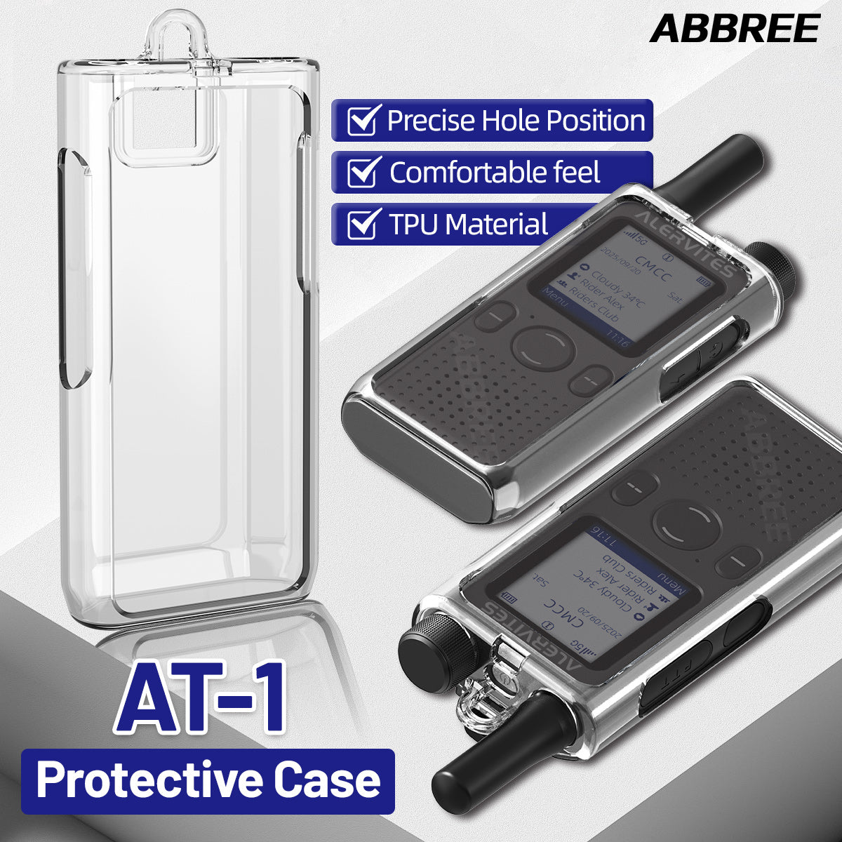 ABBREE Transparent Walkie Talkie Protective Case High Quality TPU Material Drop Protection Dustproof for Baofeng AT1 POC Radio