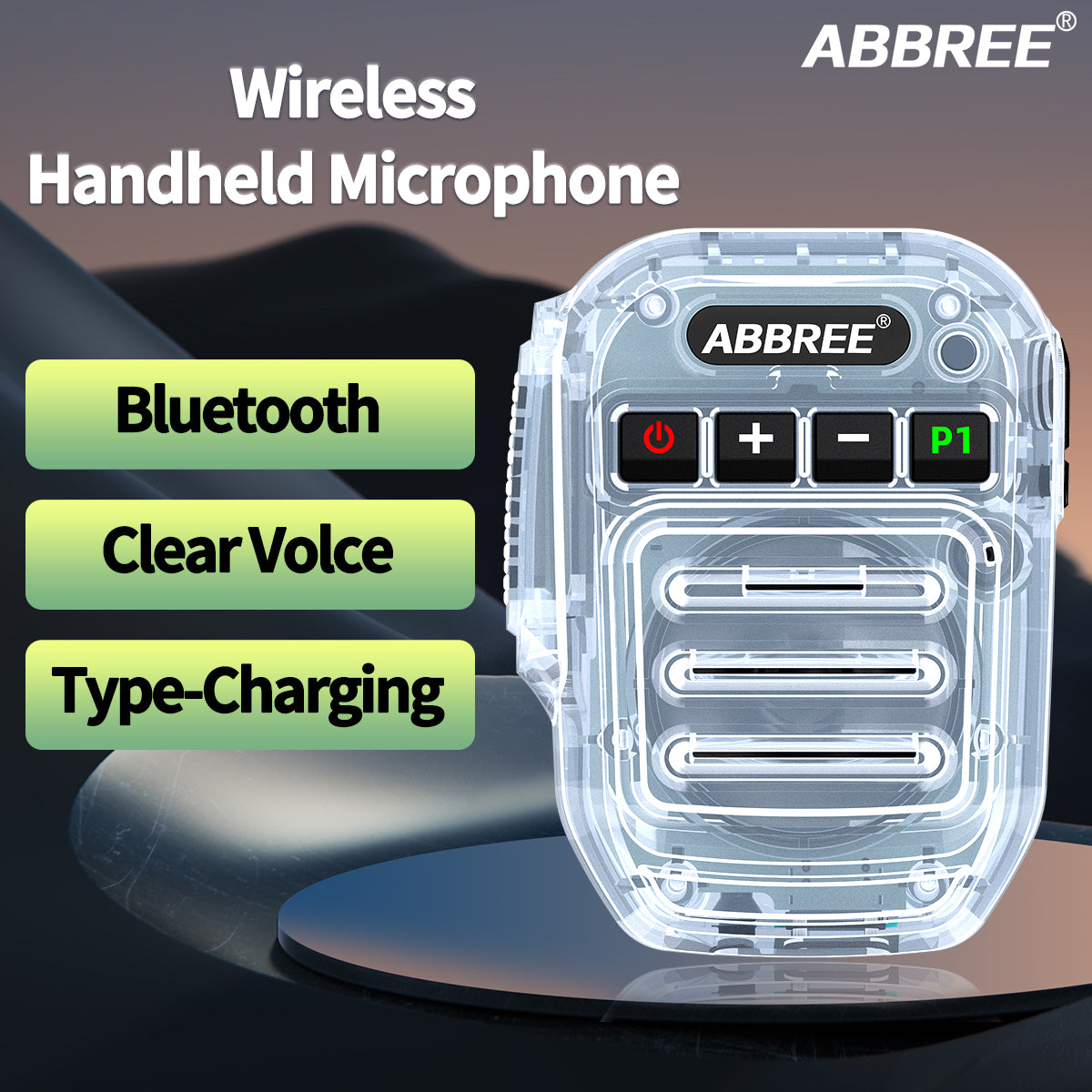 ABBREE Wireless Bluetooth Speaker Microphone Handheld Mic Type-C High Power Baofeng UV-5RH 21 Quansheng UV-K5(8) Walkie Talkie