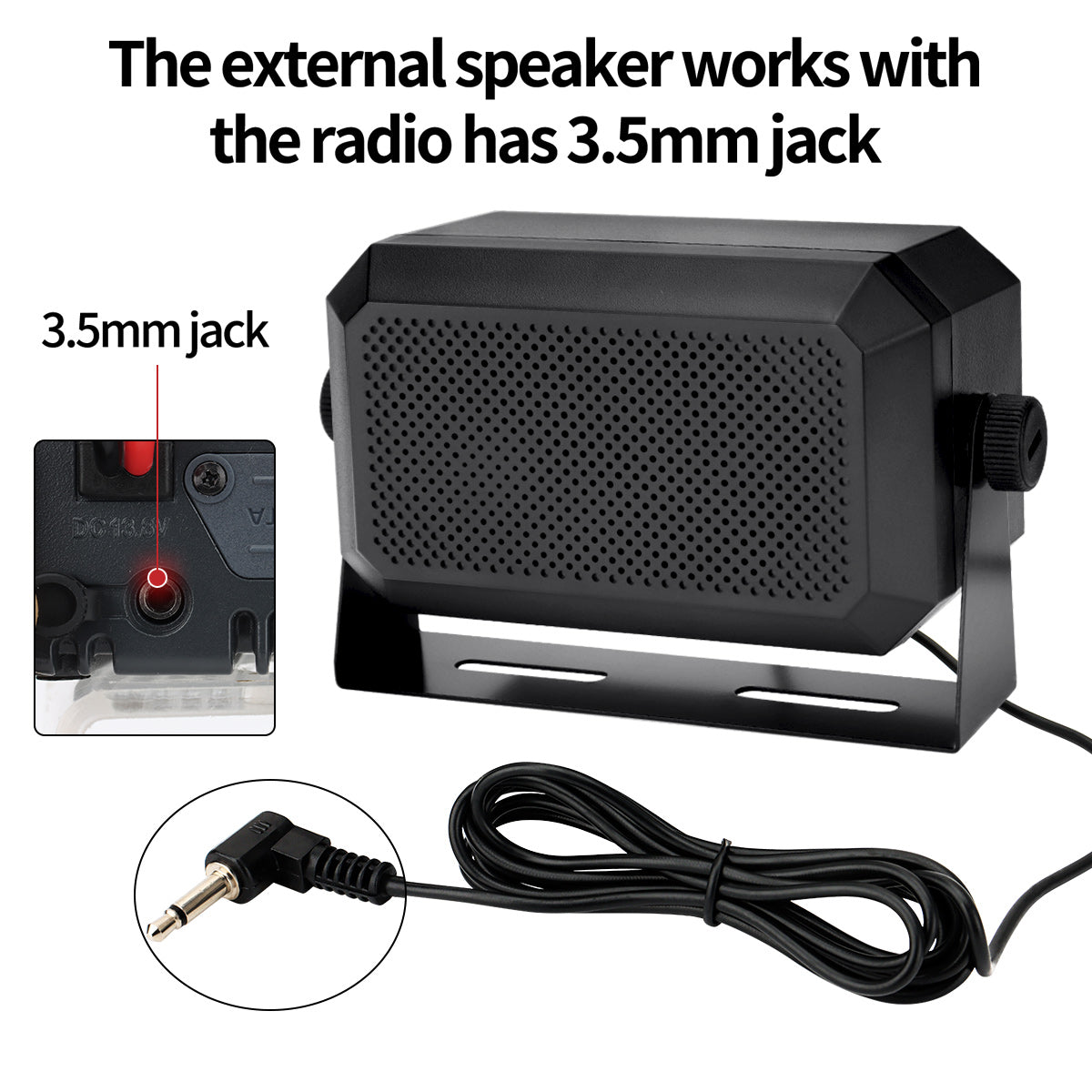 ABBREE Rectangular External Communications Speaker External Scanners for All 3.5mm Audio Plug CB Radios and Mobile Radio