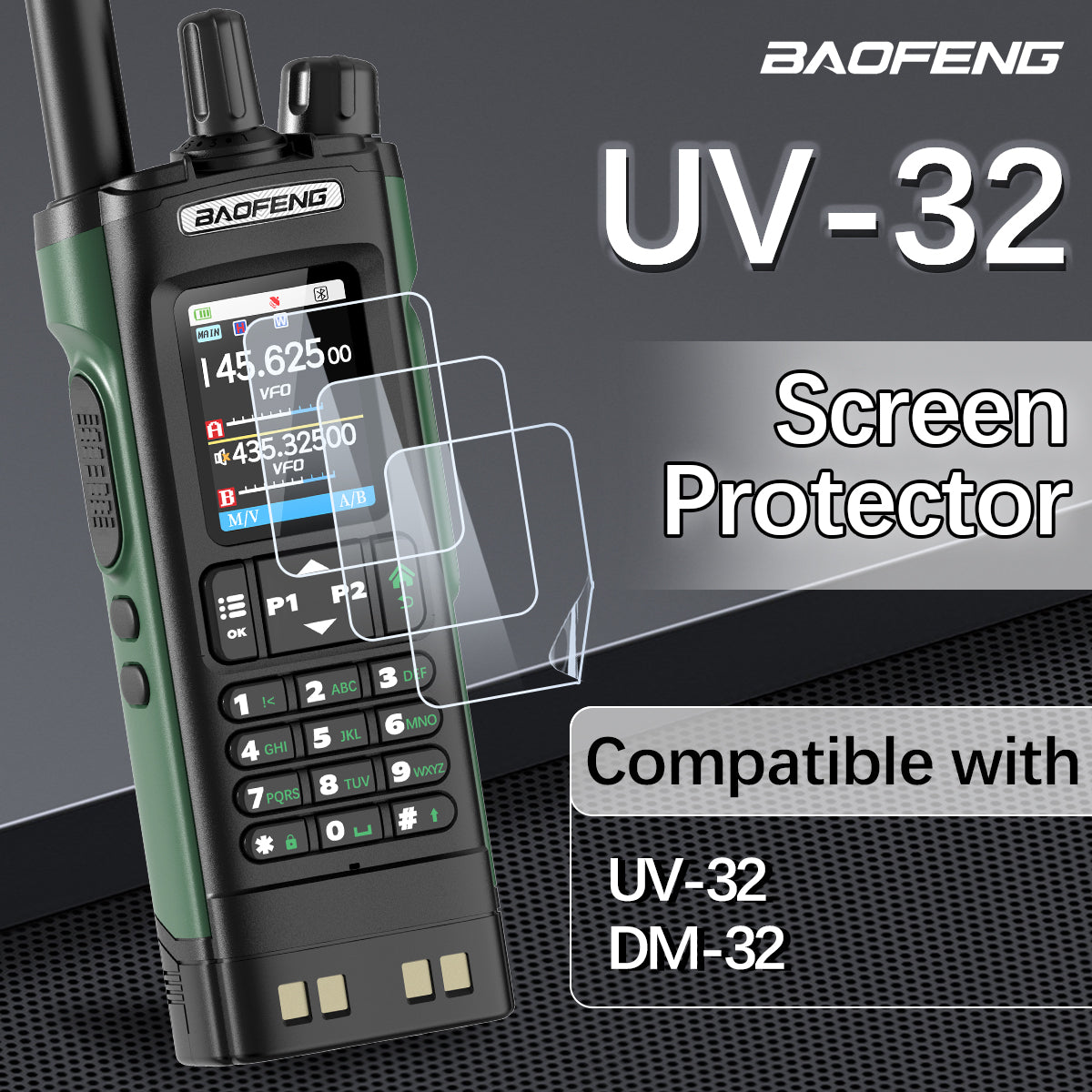 Baofeng UV-32 Screen Protector Cover Walkie Talkie Film Anti-Scratches Compatible With UV-32 DM-32 Two Way Ham Radio Accessories