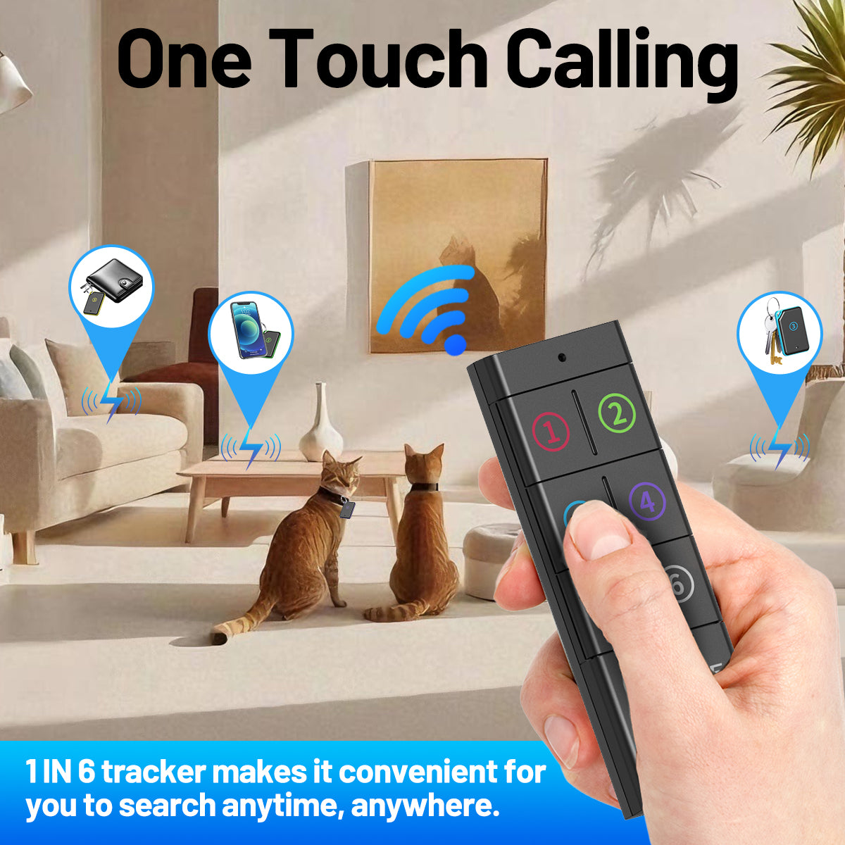 ABBREE KF-106 Wireless Key Finder RF Key Locator Pet Tracker Wallet Tracker Remote Control 1 RF Transmitter 6 Receiver