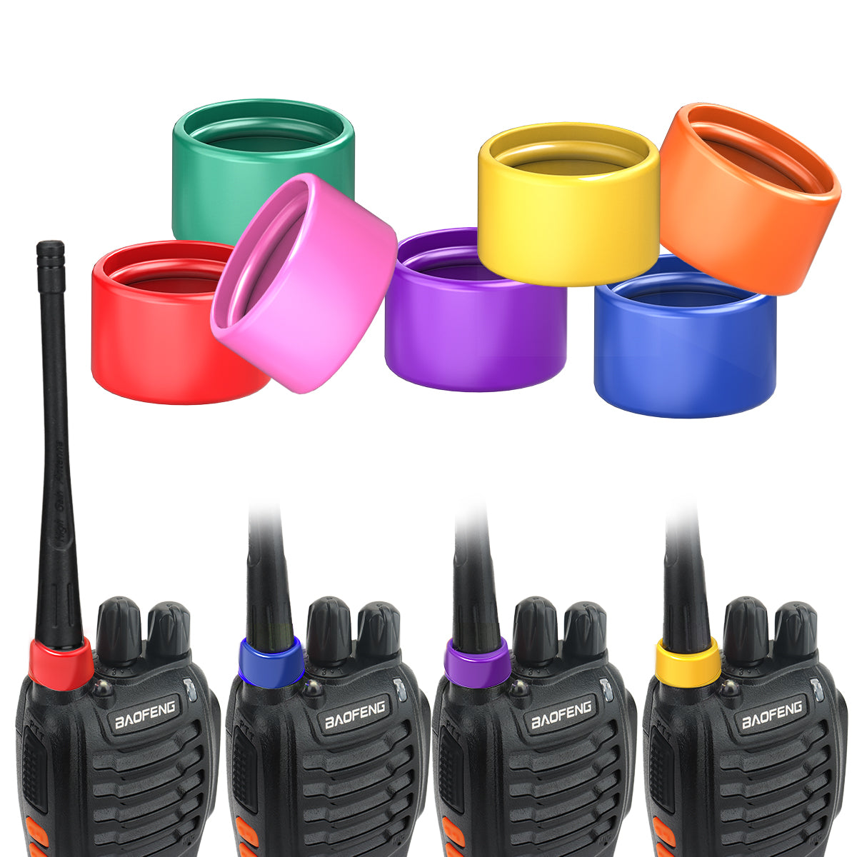 ABBREE 12 Colors Color ID Bands Distinguish for Radio Antenna BAOFENG BF-888S UV5R QUANSHENG UV-K5 XPR3500 XPR7380 Walike talkie