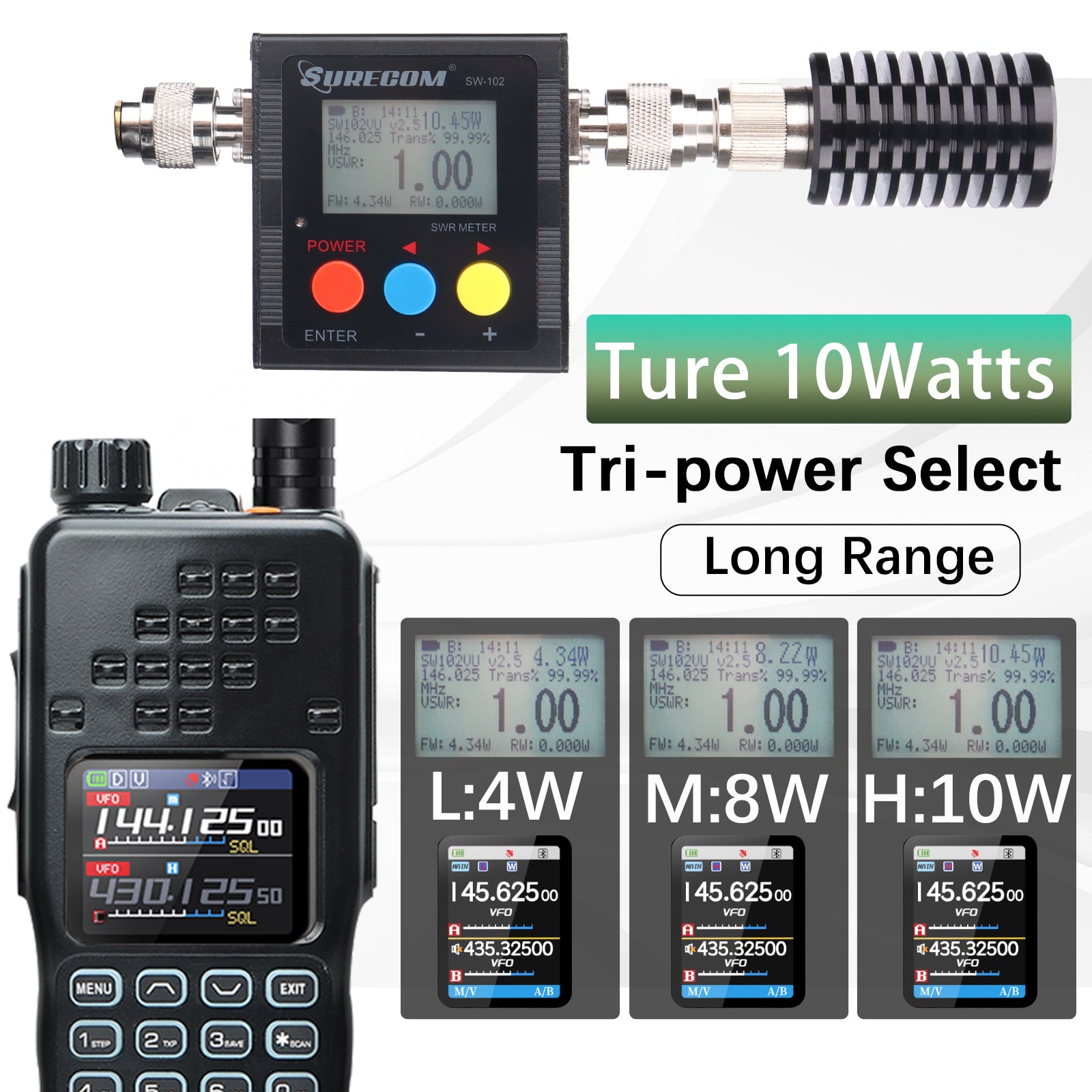 BAOFENG AR-152 PRO GPS Walkie Talkie Long Range Bluetooth Programming 10W Multi Band 12000mAh Tactial 1000CH Two Way Ham Radio
