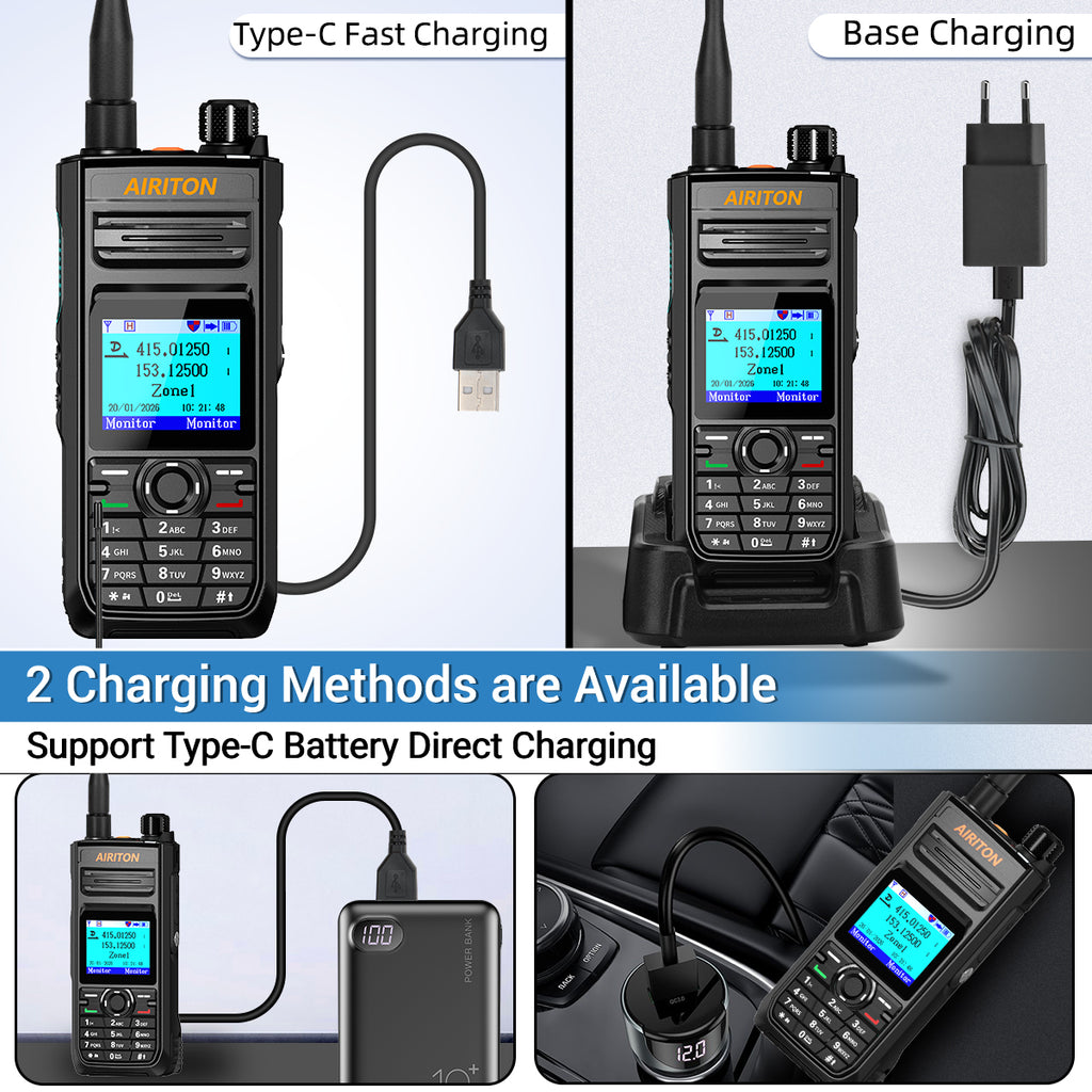 AIRITON DM-188 DMR Digital Analog Walkie Talkie 10W IP68 Waterproof AES256 SMS 3000mAh Dual Band Two Way Ham Radio DM1701 DM-32