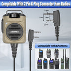 ABBREE AR-158 2 Pin Rechargeable Microphone Mic Adjustable Loud Speaker For Baofeng UV-5R UV-5R Mini UV-21 PRO UV-32 Ham Radios