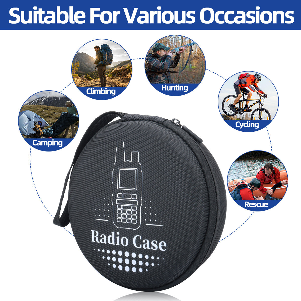 ABBREE UV-5R Mini Walkie Talkie Carrying Bag Dustproof Round Radio Case Camping Couple for Baofeng UV-5R Mini Mini-5 Ham Radio