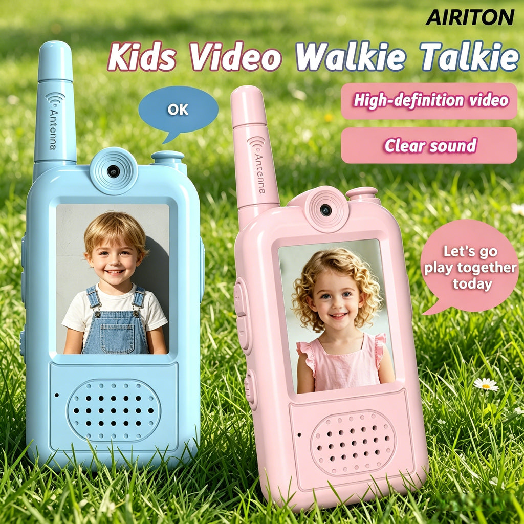 AIRITON JK201 Kids Video Walkie Talkie Rechargeable Indoor Outdoor One-Click Call Essential for Camping Hiking Adventures gift