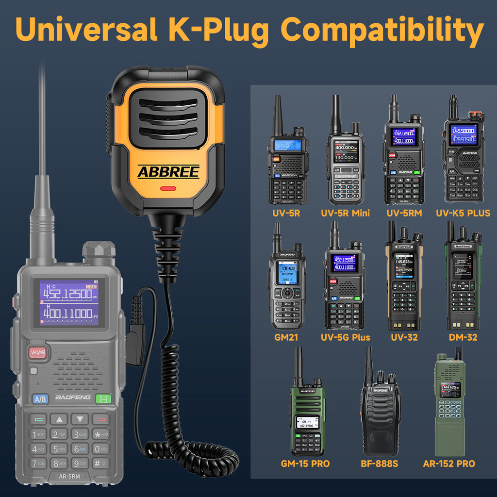 ABBREE AR-790 IP54 Walkie Talkie Speaker Microphone Handheld Mic Upgrade 780 MIC For Baofeng UV5R UV-21 Pro UV-32 Two Way Radio