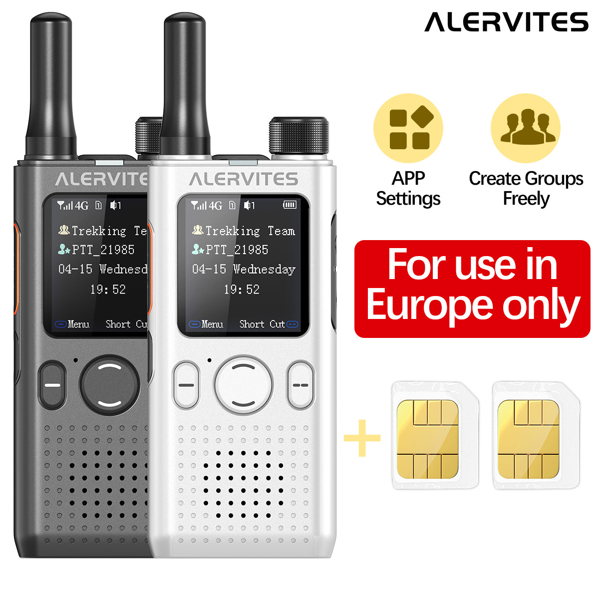 ALERVITES AT1 POC Radio Global 4G/5G Network Walkie Talkie Create Groups Freely Phone APP Settings Unlimited Distance  For Baofeng Portable USB Charge Ham Radio