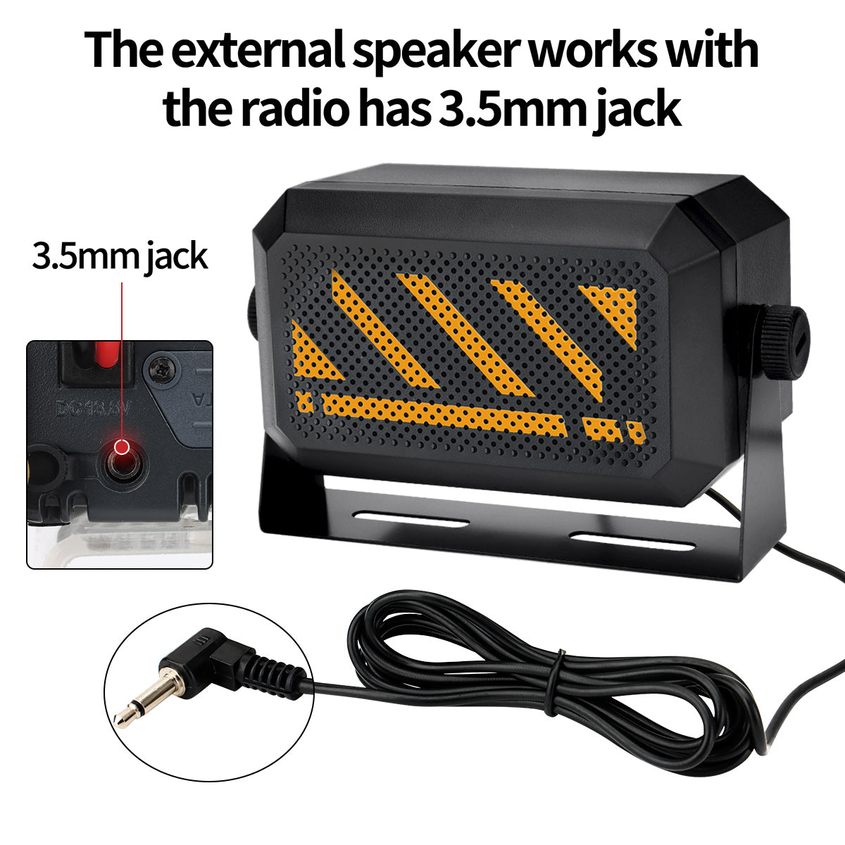 ABBREE KES-3 Plus Moblie Radio External Speaker 3.5mm Plug Long Range Clear Sound Compatible with Most CB Radios Moblie Radios