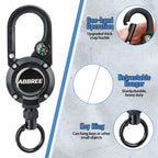ABBREE Retractable Heavy Duty Pull Reel Carabiner Key Chains Strong Steel Wire Rope Buckle Outdoor Microphone Hanger Climbing