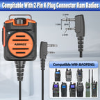 ABBREE AR-158 Rechargeable Microphone Speaker Mic Adjustable Volume Compatible With Baofeng UV-5R Mini UV-21 PRO UV-32 Ham Radio