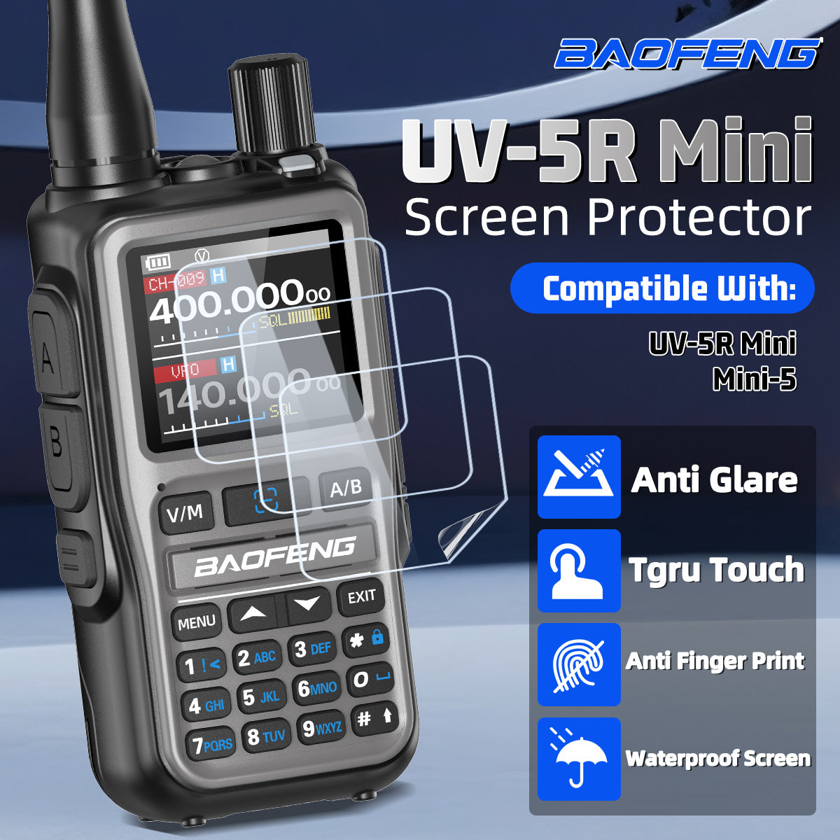 Baofeng UV-5R Mini Screen Protector Cover Walkie Talkie Film Anti-Scratches Compatible With UV-5R Mini Two Way Radio Accessories