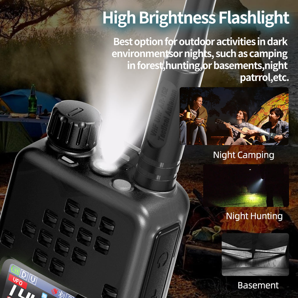 BAOFENG AR-152 PRO GPS Walkie Talkie Long Range Bluetooth Programming 10W Multi Band 12000mAh Tactial 1000CH Two Way Ham Radio