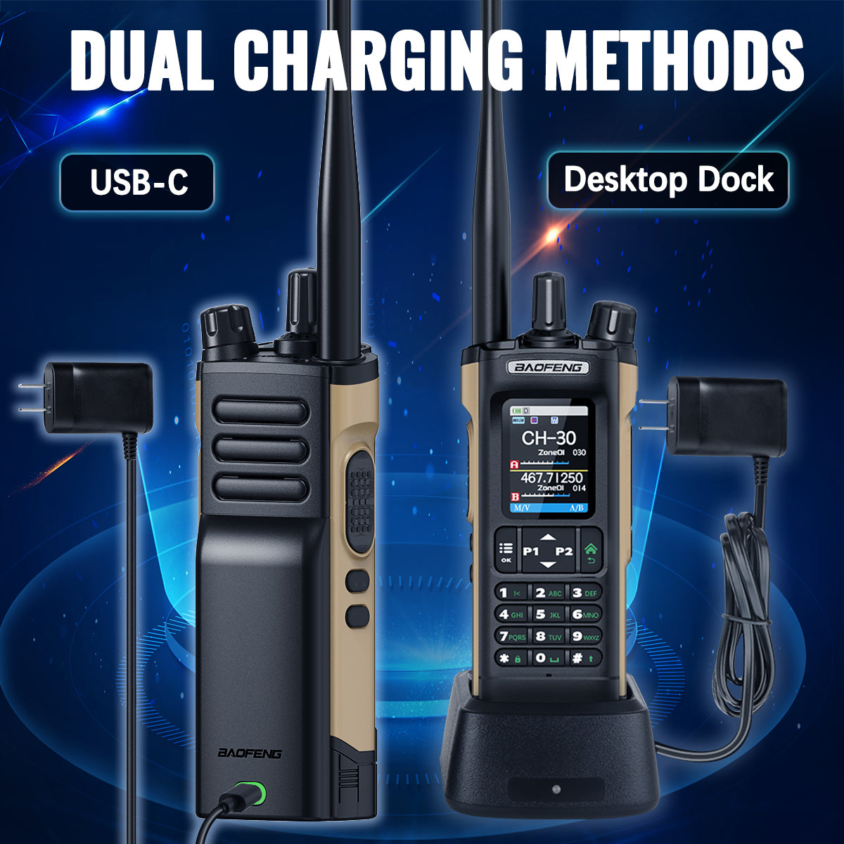 BAOFENG GM‑32 GMRS Handheld Two Way Radio Repeater‑Capable GMRS Walkie Talkie NOAA Weather Alert USB‑C Rechargeable VOX Handheld Radio