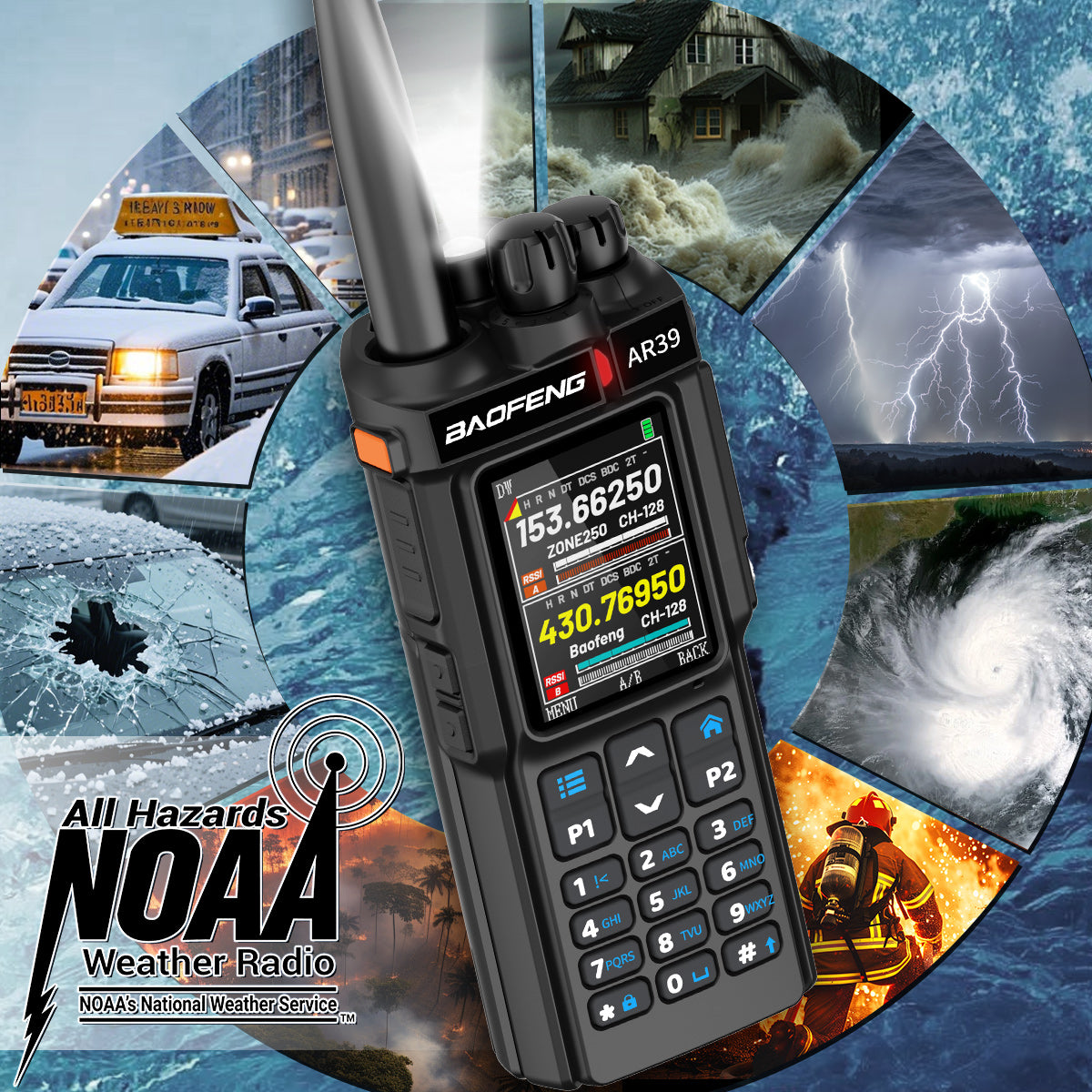 BAOFENG AR-39 Walkie Talkie 7 Color Front Options Wireless Copy Frequency Long Range Large Capacity VOX Type-C Charge Ham Radio