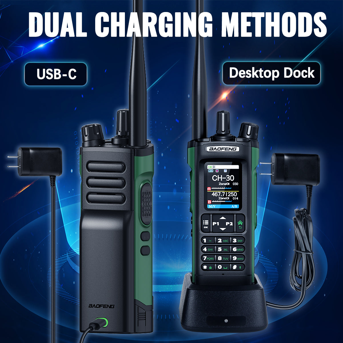 BAOFENG GM‑32 GMRS Walkie Talkie Long Range Two‑Way Radio NOAA Scan USB‑C Charging for Outdoor Off‑Road Trucking Camping