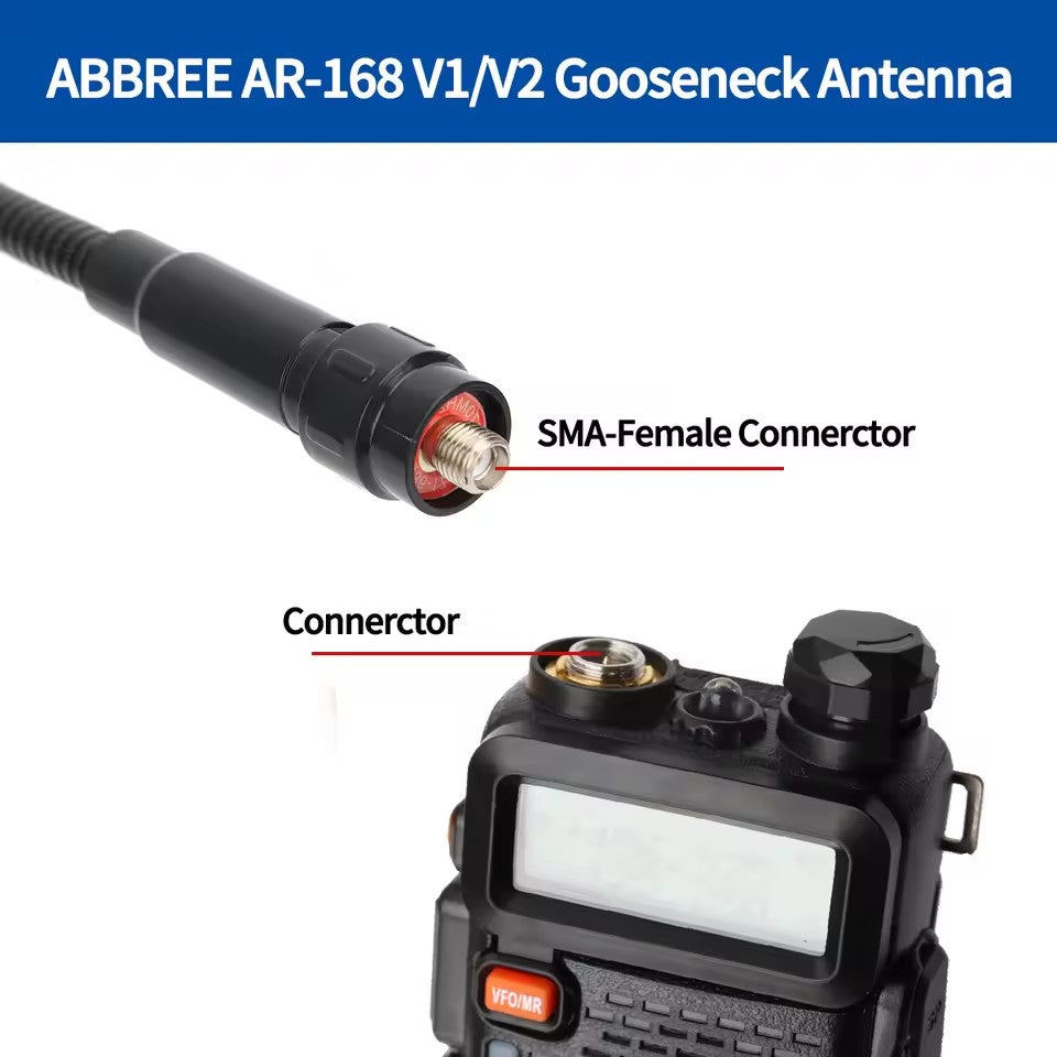 ABBREE Gooseneck Tactical Antenna AR-168 VHF UHF SMA-Female for BAOFENG UV-5R 5RH 13 17 21 PRO QUANSHEGN UV K5 (8) Plus