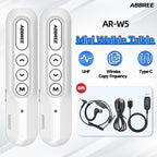 ABBREE AR-W5 Collar Clip Mini Walkie Talkie Wireless Copy Frequency 8 Volume Adjustment 20CH Type-C Chager UHF Handsfree Radio