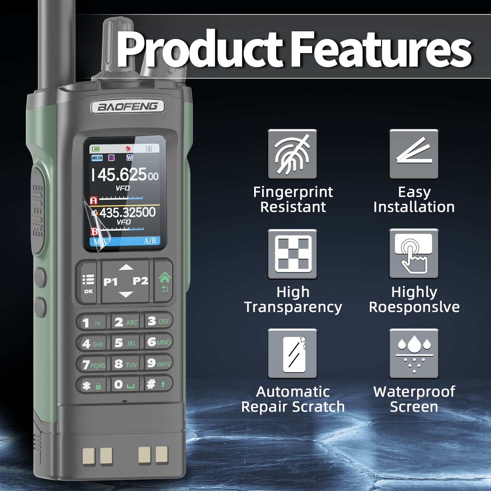 Baofeng UV-32 Screen Protector Cover Walkie Talkie Film Anti-Scratches Compatible With UV-32 DM-32 Two Way Ham Radio Accessories