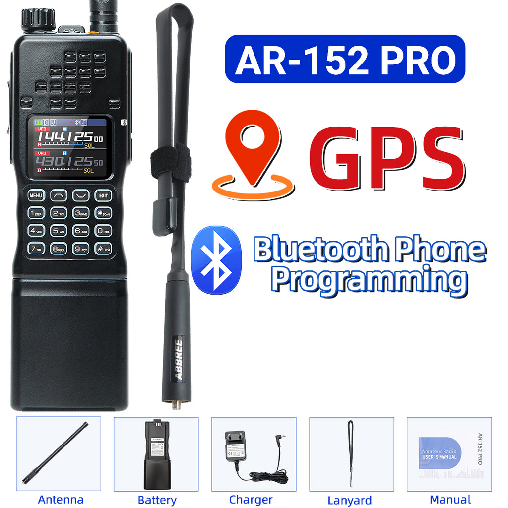 BAOFENG AR-152 PRO GPS Walkie Talkie Long Range Bluetooth Programming 10W Multi Band 12000mAh Tactial 1000CH Two Way Ham Radio