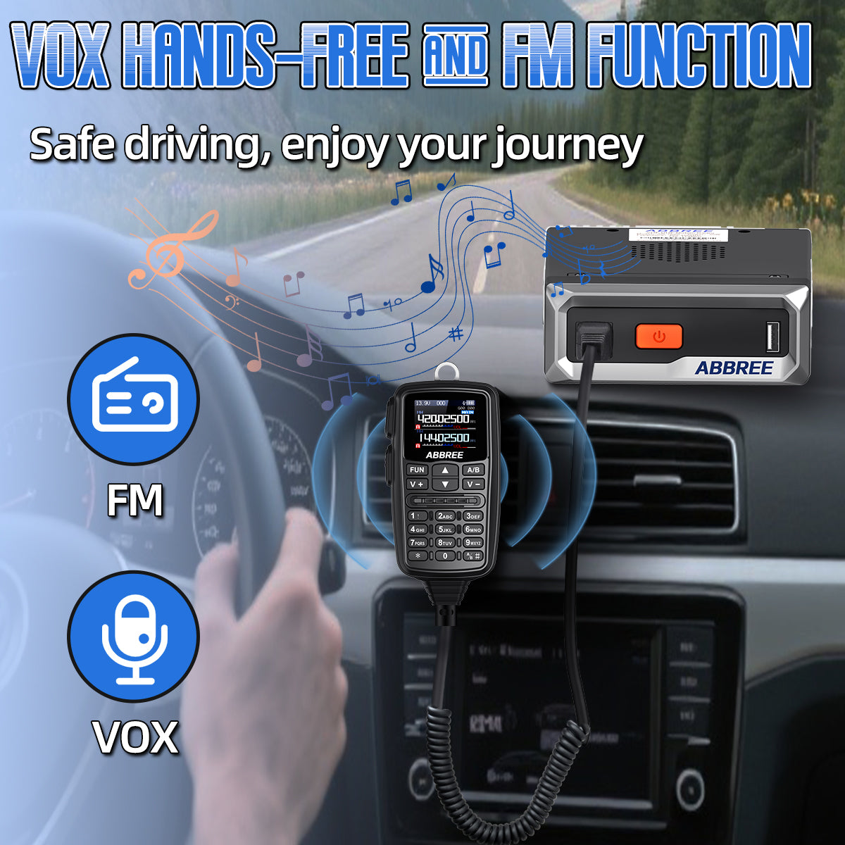 ABBREE AR-7600 V1 V2 Mini Mobile Radio Multi Band FM AM VHF UHF Wireless Copy Frequency Long Range V2 Add GPS With Speaker Mic