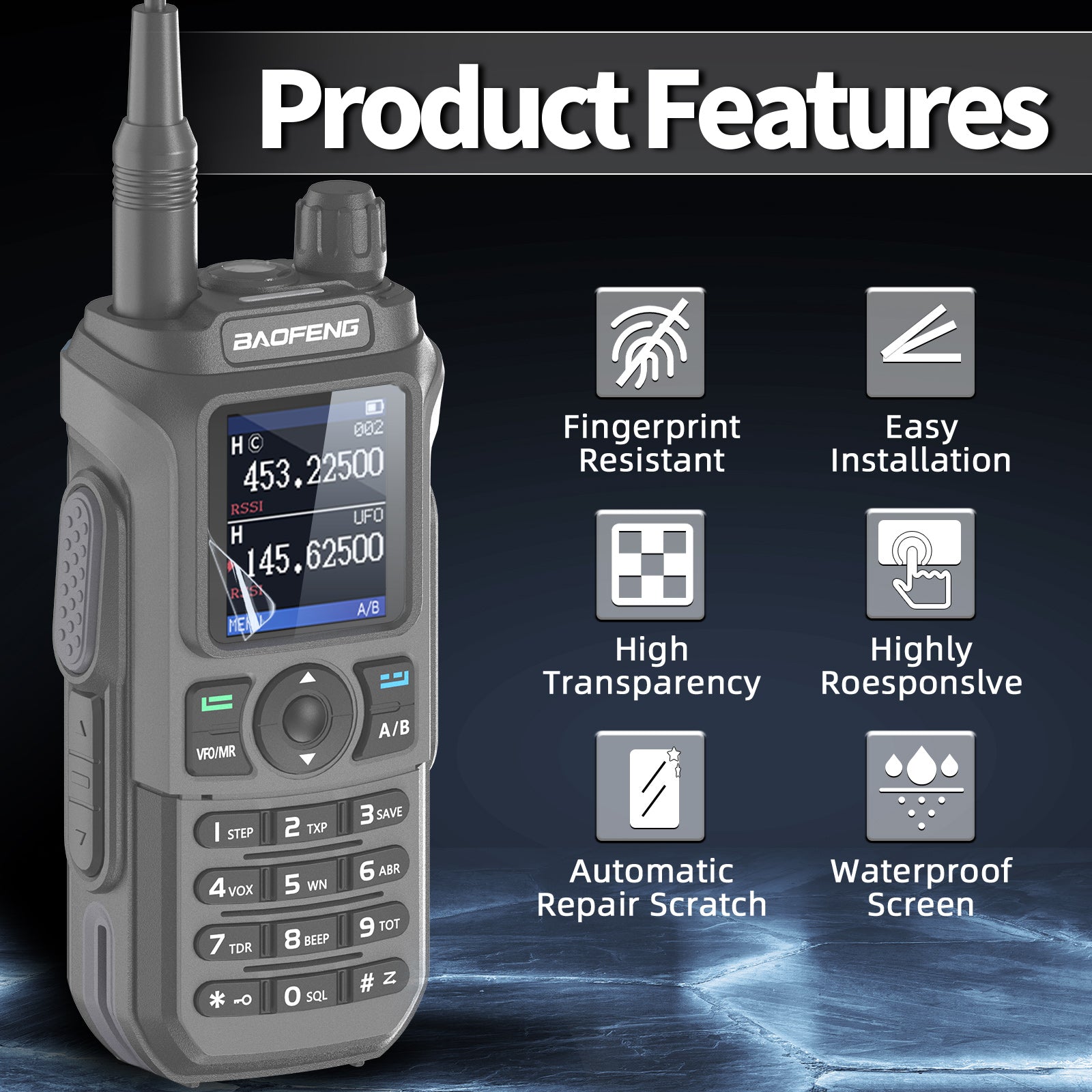 Baofeng UV-21 PRO V2 Screen Protector Case Friendly Cover Walkie Talkie Film HD Clear Shockproof For UV-21 PRO GPS V4 Ham Radio