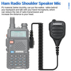 ABBREE AR-850 Speaker Mic Walkie Talkie Volume Adjustable IP54 Waterproof Compatible With Baofeng UV-5R UV-39 BF-888S Ham Radio