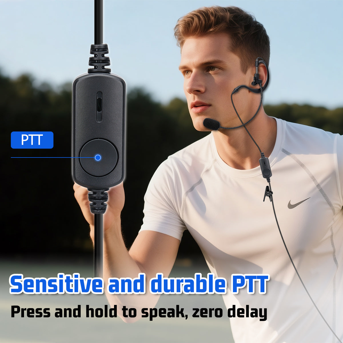 ABBREE Professional 2 Pin PTT Earpiece Headset Clear Audio Walkie Talkie Accessory for BF-888S UV-5R 5RM Referee Online Use