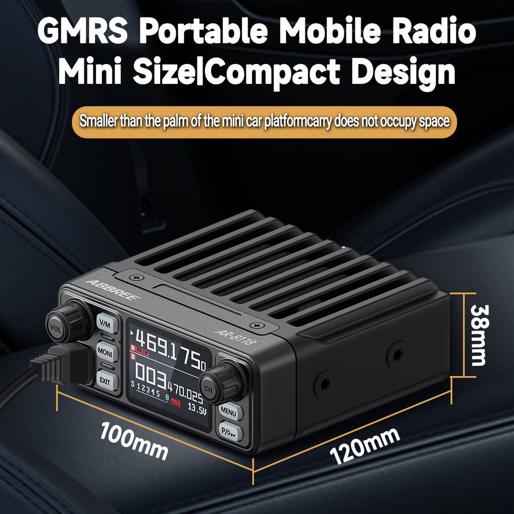 ABBREE AR-8118 GMRS Mobile Radio 25W Long Range GMRS Repeater Capable Base Two Way Radio NOAA Emergency 200 Channels with Cigar DC Adatper,VOX,Dual PTT,for Car Truck Off Road Overlanding Gear
