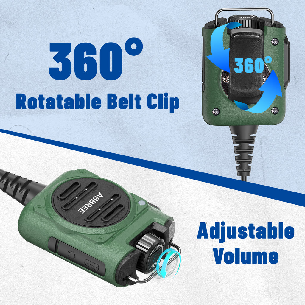 ABBREE AR-158 Rechargeable Walkie Talkie Microphone Speaker Volume Adjust Type-C Charging for Baofeng UV 5R MINI Quansheng UV K5