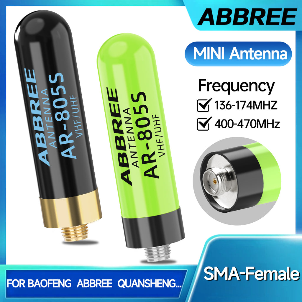 ABBREE AR-805S Mini Walkie Talkie Antenna SMA- Female Dual Band Long Range For Baofeng UV-5R Mini UV-21 PRO UV-32 Two Way Radio