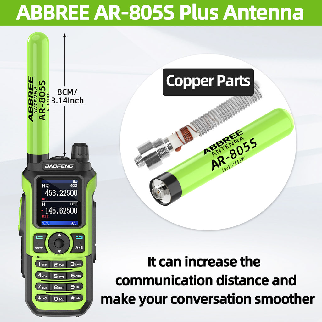 ABBREE AR-805 PLUS Walkie Talkie Antenna SMA-Female High Gain Dual Band For Baofeng UV-5R AR-152 PRO UV-21 PRO Ham Radio