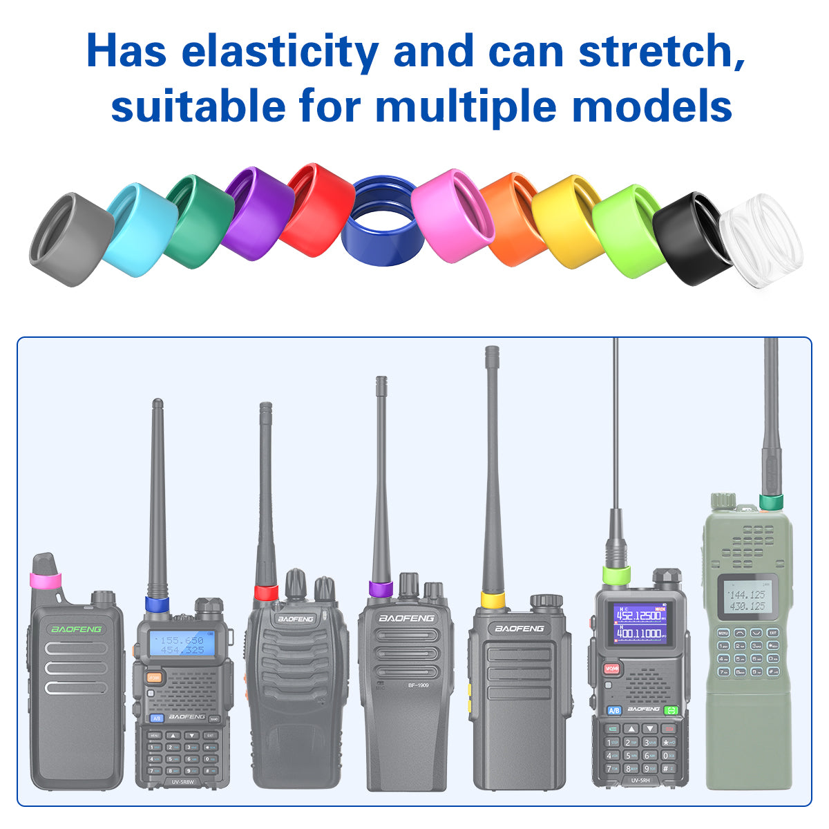 ABBREE 12 Colors Color ID Bands Distinguish for Radio Antenna BAOFENG BF-888S UV5R QUANSHENG UV-K5 XPR3500 XPR7380 Walike talkie