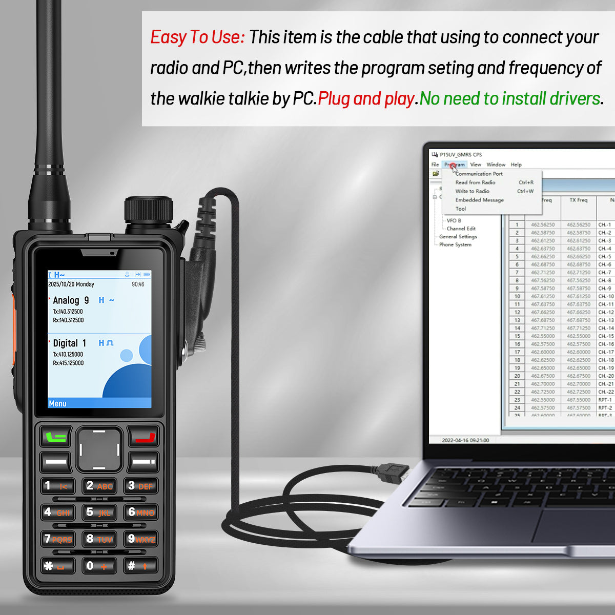 ABBREE Original USB Programming Cable For AR-880 DMR Digital Walkie Talkie Ham Radio