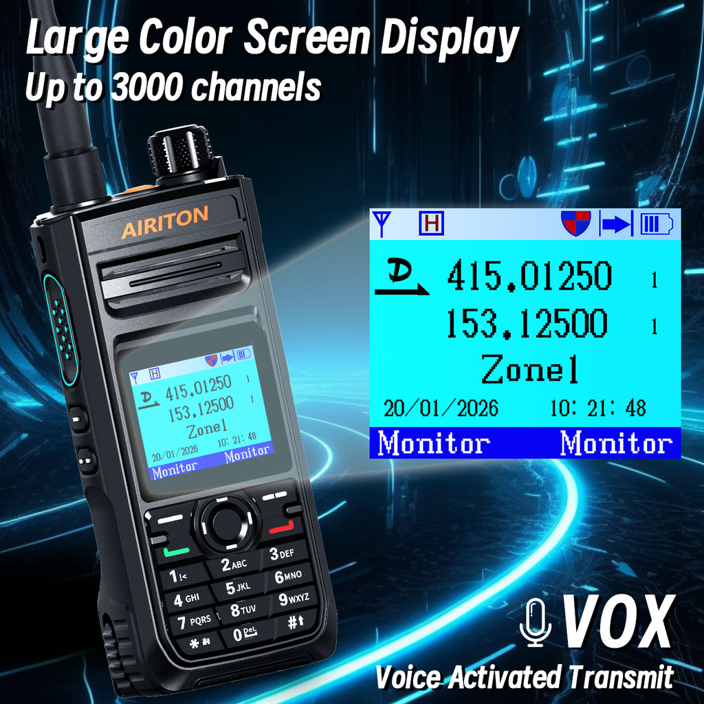 AIRITON DM-188 DMR Digital Analog Walkie Talkie 10W IP68 Waterproof AES256 SMS 3000mAh Dual Band Two Way Ham Radio DM1701 DM-32