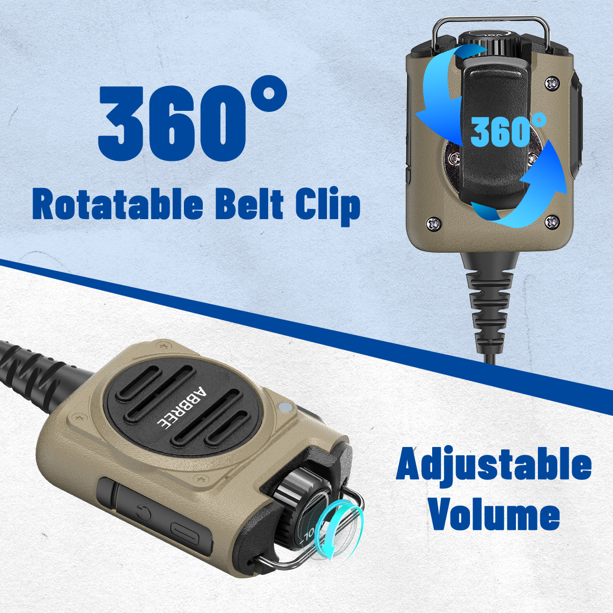 ABBREE AR-158 2 Pin Rechargeable Microphone Mic Adjustable Loud Speaker For Baofeng UV-5R UV-5R Mini UV-21 PRO UV-32 Ham Radios