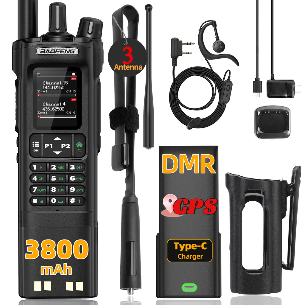 Baofeng DM-32 Upgrade Battery GPS APRS AES256 Encryption DMR Digital Analog UHF VHF Dual Band 8W Air Band FM Walkie Talkie DM-32UV