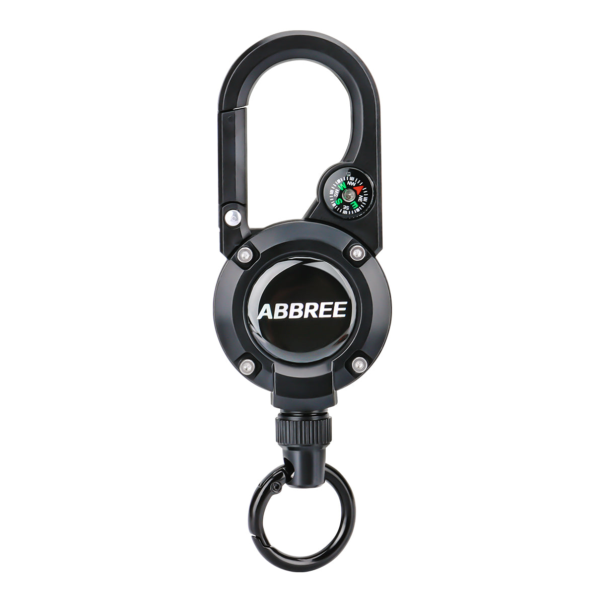 ABBREE Retractable Heavy Duty Pull Reel Carabiner Key Chains Strong Steel Wire Rope Buckle Outdoor Microphone Hanger Climbing