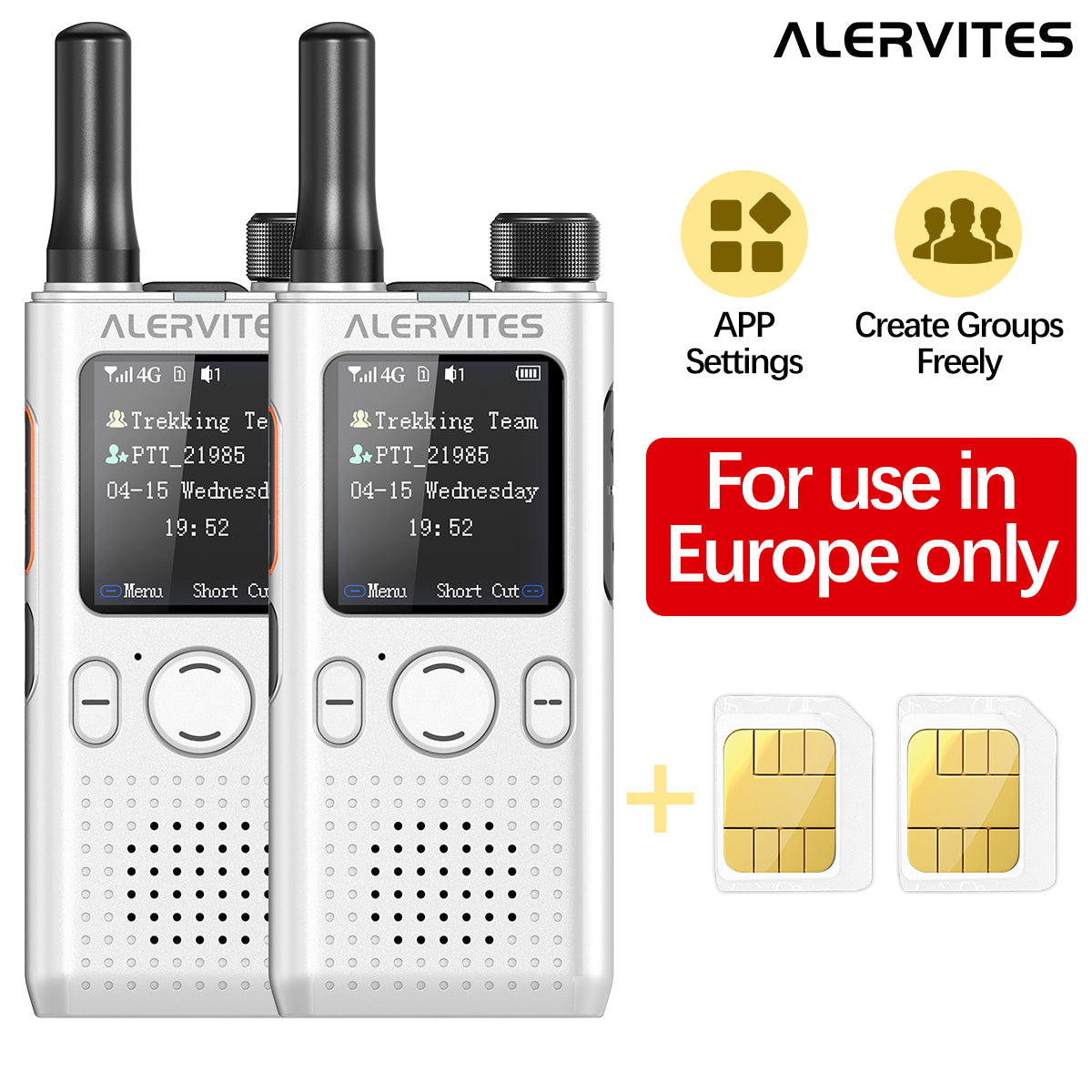 ALERVITES AT1 POC Radio Global 4G/5G Network Walkie Talkie Create Groups Freely Phone APP Settings Unlimited Distance  For Baofeng Portable USB Charge Ham Radio