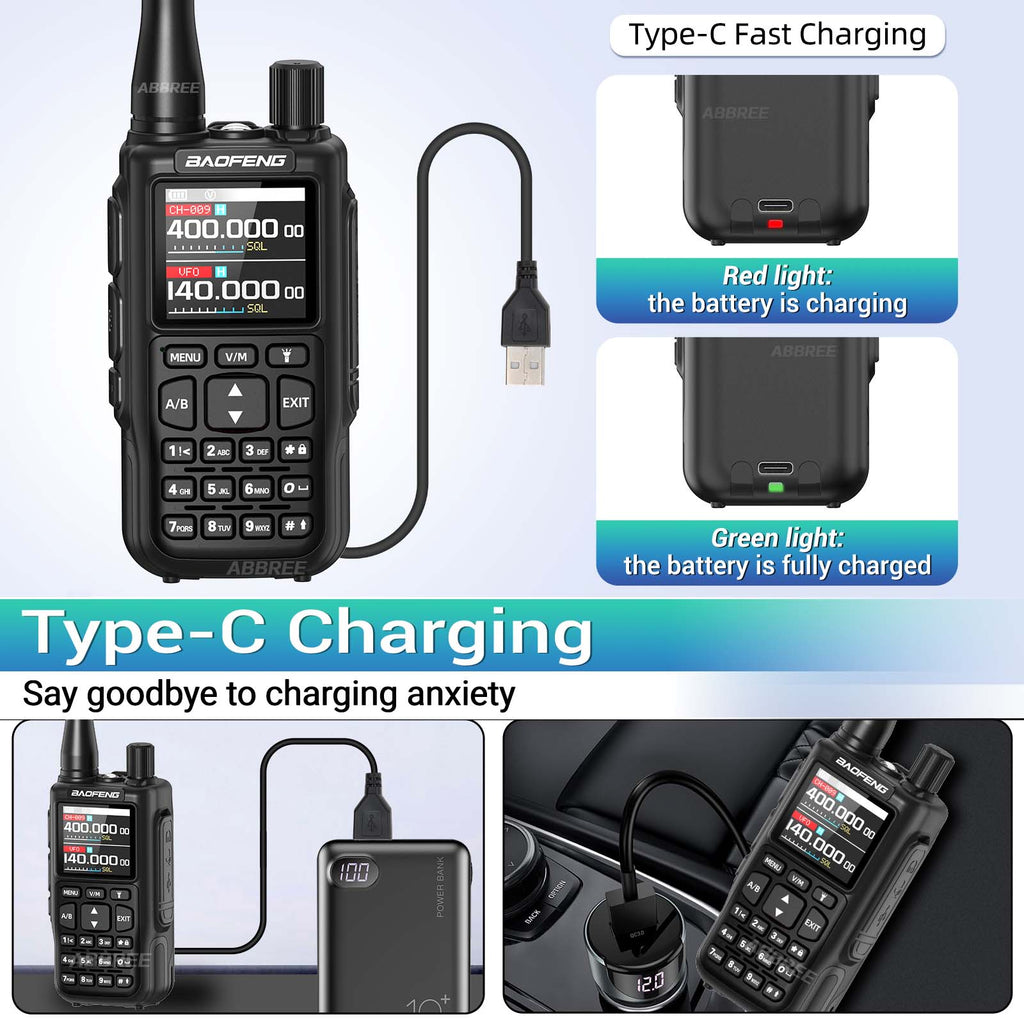 Baofeng Mini 5 Walkie Talkie Upgrade 5R Mini Bluetooth Programming Wireless Copy Frequency Full Band Type-C Long Range Ham Radio